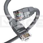 Патч-корд GCR прямой 2.0m LSZH UTP кат.6, серый, 24 AWG, литой без фиксатора, ethernet high speed, RJ45, T568B, GCR-52750, фото 1