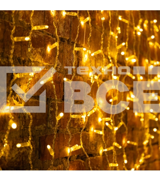 Гирлянда светодиодная «Дождь» 2x0,8 м, эффект мерцания, прозрачный провод, 230 В, диоды ТЕПЛЫЙ БЕЛЫЙ 