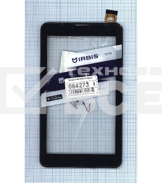 Сенсорное стекло (тачскрин) для Irbis TZ709 V2, черное с рамкой