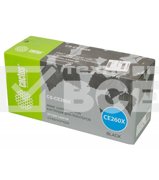 Картридж лазерный Cactus CS-CE260X черный (17000 стр.) для HP LJ CP4025/CP4525