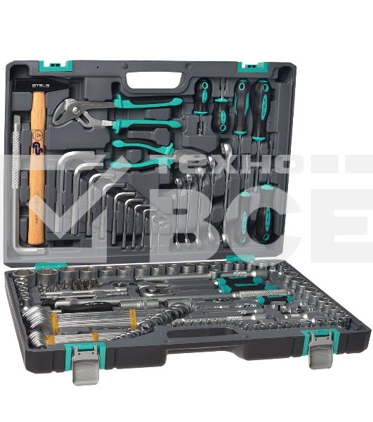 Набор инструментов STELS 141071/2'' 3/8'' 1/4'' CrV пластиковый кейс 142 предм.