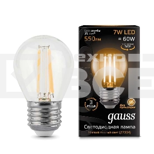 Светодиодная лампа GAUSS 105802107 LED Filament Шар E27 7W 550lm 2700K 1/10/50