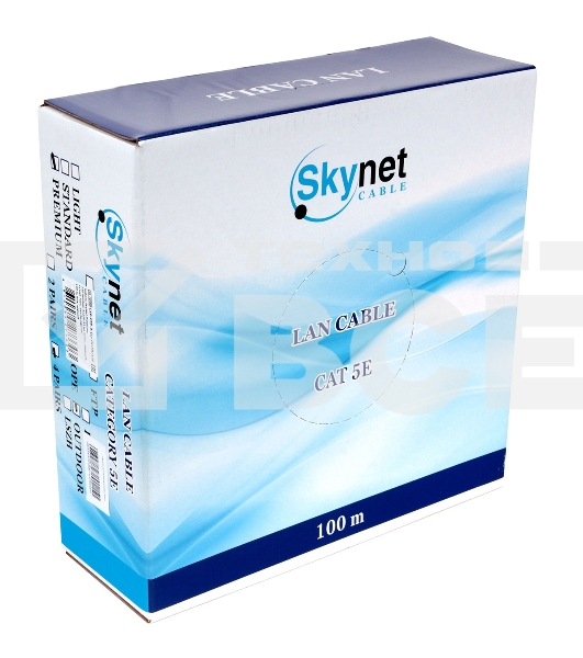 Кабель SkyNet Premium FTP outdoor 4x2x0,51 на тросу, медный, FLUKE TEST, кат.5e, однож., 100 м, box, черный