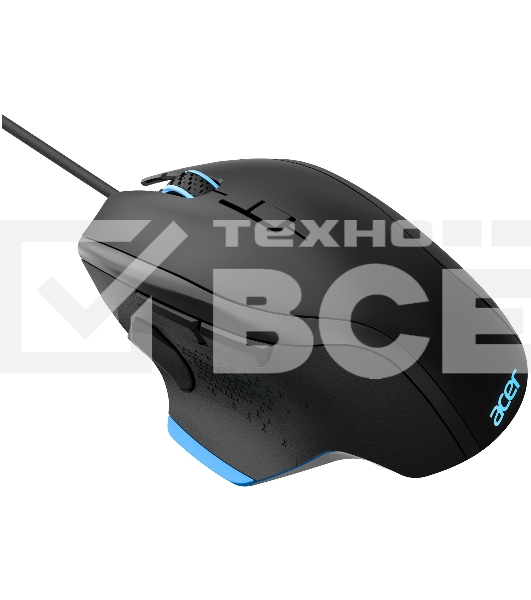 Мышь проводная Acer OMW123 черный, 6400 dpi, USB, кнопки - 8