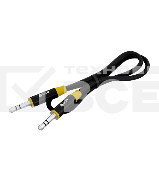 Кабель GCR 0.5m аудио jack 3.5mm/jack 3.5mm черный, AL case черный, желтая окантовка, M/M, GCR-54754