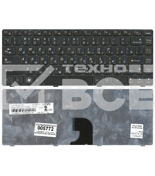 Клавиатура для ноутбука Lenovo IdeaPad G360 черная с рамкой