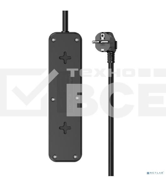 Сетевой удлинитель Perfeo 'REAL STRIP' 1,0 м, 3 розетки, 16А, 3500 Вт, черный.