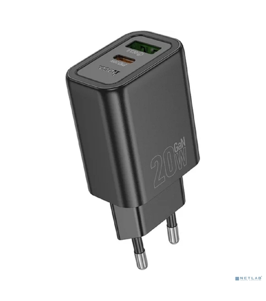 Зарядное устройство Hoco 20Вт, 3А, QC3.0/PD, 1xUSB, 1xType-C, N61, черный, коробка