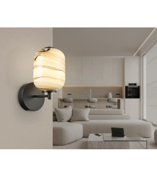 Настенный светодиодный светильник Ambrella light LH11039 BK/MG черный/мраморно-серый 8W 3000K 150*220*300