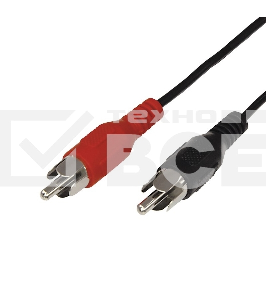 Шнур Rexant 2 RCA - 2 RCA, 5 м, черный (10 шт./уп.)