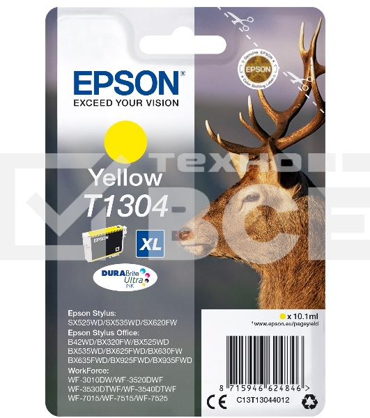 Картридж струйный Epson C13T13044012 желтый для Epson SX525WD/SX535WD/B42WD/BX320FW/BX625FWD/BX635FWD/WF-7015/7515/7525 (10.1мл)