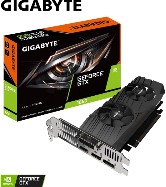 Видеокарта Gigabyte PCI-E GV-N1656D6-4GL NVIDIA GeForce GTX 1650 4096Mb 128 GDDR6 1590/12000 DVIx1 HDMIx2 DPx1 HDCP Ret low profile