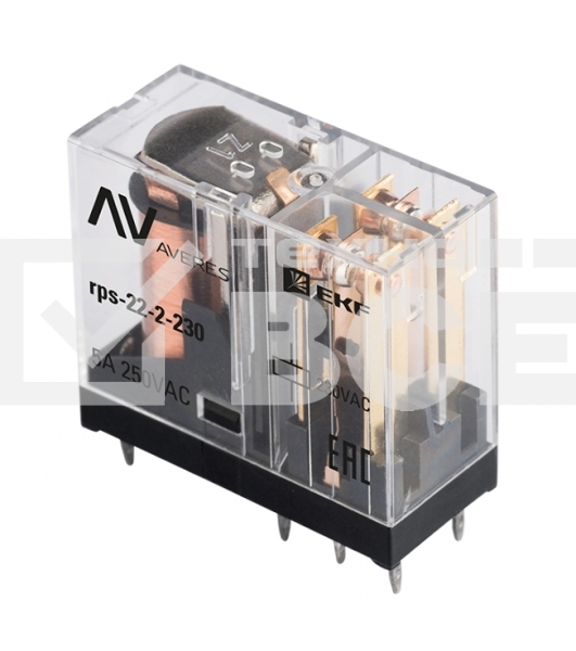 Реле промежуточное РП slim 22/2 5А 230В AC AVERES EKF rps-22-2-230