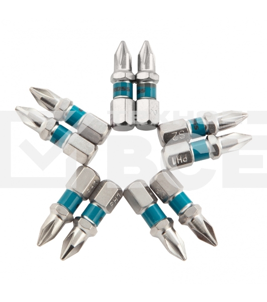 Набор бит PH1х25, сталь S2, 10 шт. Gross