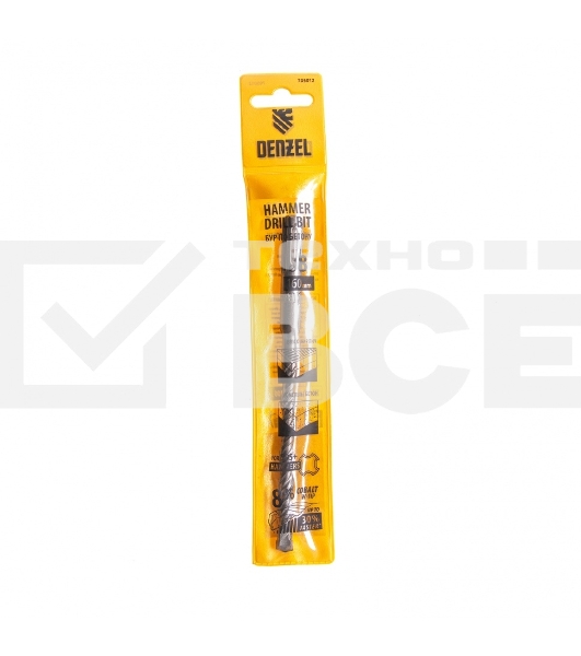 Бур по бетону, двойная спираль, Cobalt W-tip, 8x160 мм, SDS PLUS Denzel