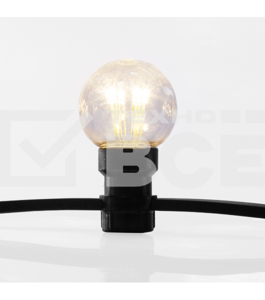 Гирлянда Neon-night LED Galaxy Bulb String 10м, черный каучук, 30 лампx6 LED теплый белый, влагостойкая IP65