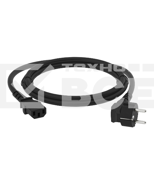 Кабель питания Greenconnect GCR-54377 PROF 2.0m, Евровилка угловая - С13, 3*1,0 мм, черный