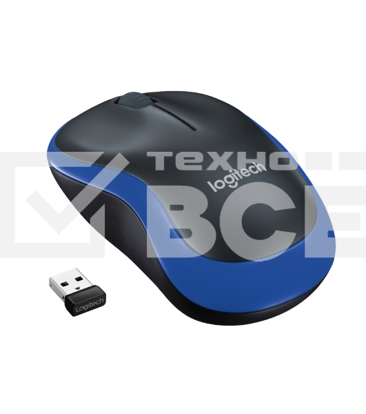 Мышь беспроводная Logitech M185 синий, 1000 dpi, радиоканал, USB, кнопки - 3