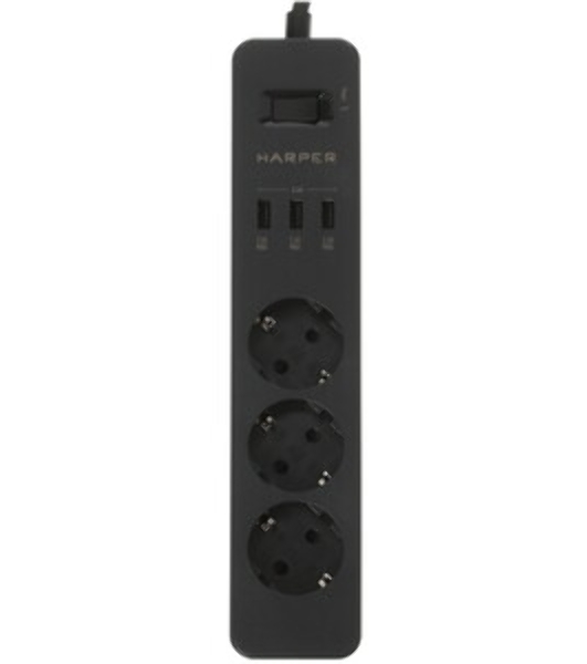 Удлинитель с USB зарядкой HARPER UCH-315 черный