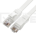 Патч-корд Greenconnect PROF плоский прямой 0.3m, UTP медь кат.6, белый, 30 AWG, ethernet high speed 10 Гбит/с, RJ45, T568B, GCR-51785, фото 1