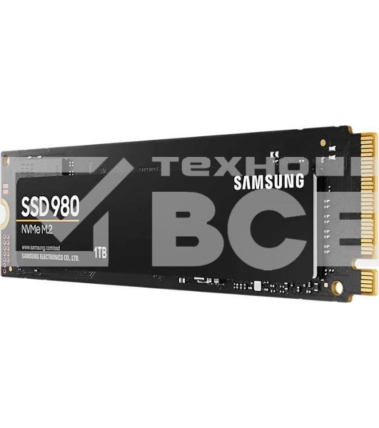 Накопитель SSD Samsung 980, 1000GB, PCIe 3.0 x4, M.2 2280, NVMe, R/W 3500/3000