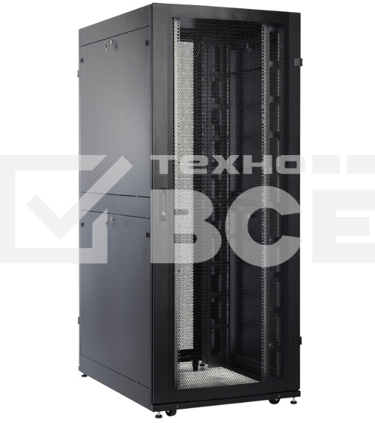 Шкаф серверный ПРОФ напольный 42U (800x1000) дверь перфор. 2 шт., черный, в сборе (ШТК-СП-42.8.10-44АА-9005)