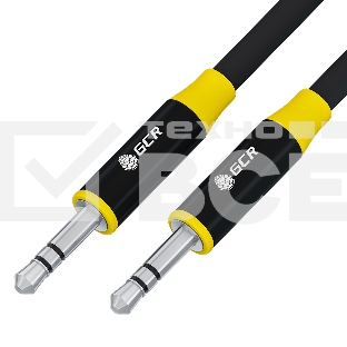 Кабель GCR 0.5m аудио jack 3.5mm/jack 3.5mm черный, AL case черный, желтая окантовка, M/M, GCR-54754