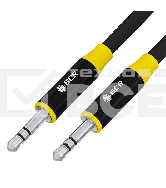 Кабель GCR 0.5m аудио jack 3.5mm/jack 3.5mm черный, AL case черный, желтая окантовка, M/M, GCR-54754