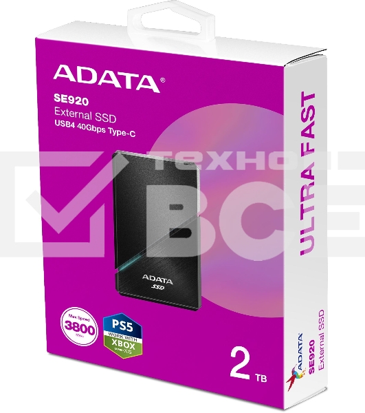 Накопитель SSD USB-C 2TB EXT. BLACK SE920-2TCBK ADATA