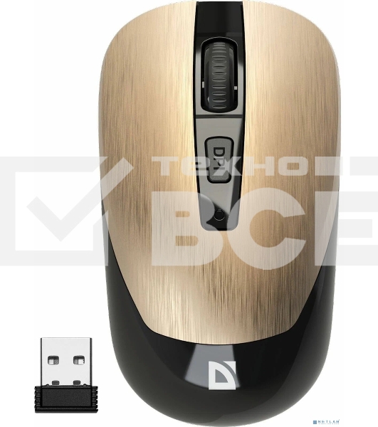 Мышь беспроводная Defender Wave MM-995 бронзовый, 1600 dpi, радиоканал, USB, кнопки - 4