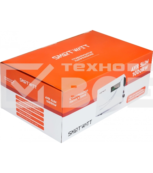 Настенный стабилизатор напряжения SMARTWATT AVR SLIM 1000RW (100W - 260W, 1000VA, 1 кВт, 50 Гц, розеток - 1, LED-дисплей