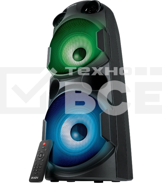 Колонка АС Sven PS-750, черный (80 Вт, TWS, Bluetooth, FM, USB, microSD, LED-дисплей, 2х4400мА*ч)