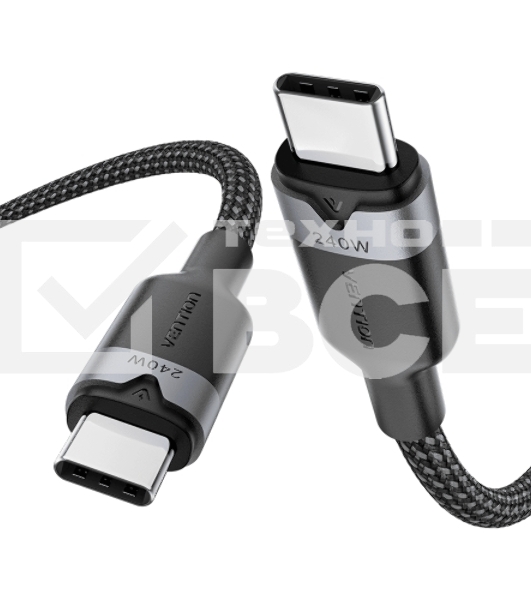 Кабель Vention USB 2.0 CM/CM - 2м. черный 5А PD240W, шт.