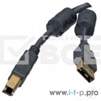Кабель 5bites UC5010-030A USB2.0, AM/BM, зол.разъемы, ферр.кольца, 3м., черный, фото 1