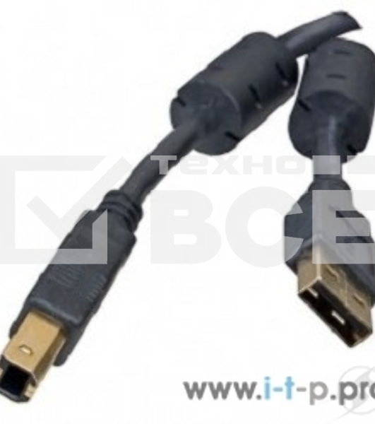 Кабель 5bites UC5010-030A USB2.0, AM/BM, зол.разъемы, ферр.кольца, 3м., черный