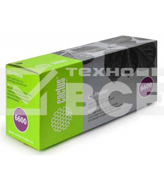 Картридж лазерный Cactus CS-TN6600 черный (6000 стр.) для Brother HL-1030/1230/1240/1250/1270N/1440/1450/1470N