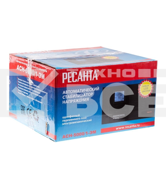 Стабилизатор Ресанта АСН-5 000/1-ЭМ 63/1/6 {220В±2%, Габариты 395х235х183, Вес 18 кг}