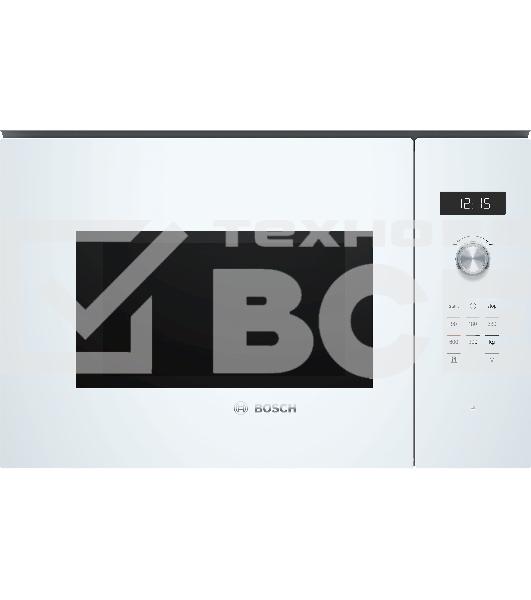Микроволновая печь встраиваемая Bosch BFL554MW0 белый, 25 л, 900 Вт, переключатели - поворотный механизм/сенсор