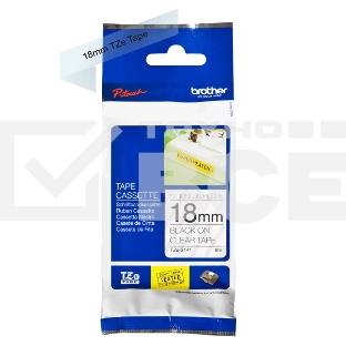 Картридж Brother TZ-ES141 18 мм, 8 м, черный шрифт, прозрачный фон, для BROTHER P-Touch