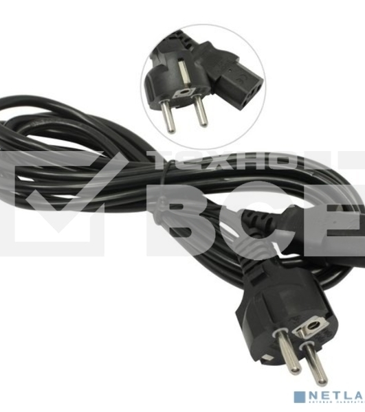 Кабель питания ExeGate Power PC-3P (Евровилка Schuko->С13) VDE-250V-3*0.5-CU, 6A, черный, 3м