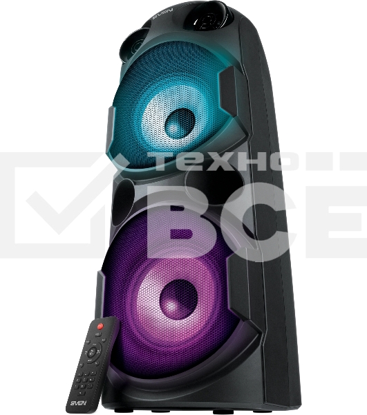Колонка АС Sven PS-750, черный (80 Вт, TWS, Bluetooth, FM, USB, microSD, LED-дисплей, 2х4400мА*ч)