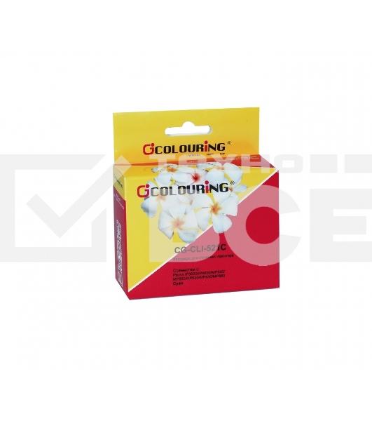 Картридж струйный Colouring CG-CLI-521C голубой с чипом водный (9 мл) для Canon IP3600/IP4600/MP540/MP550/MP620/MP630/MP980