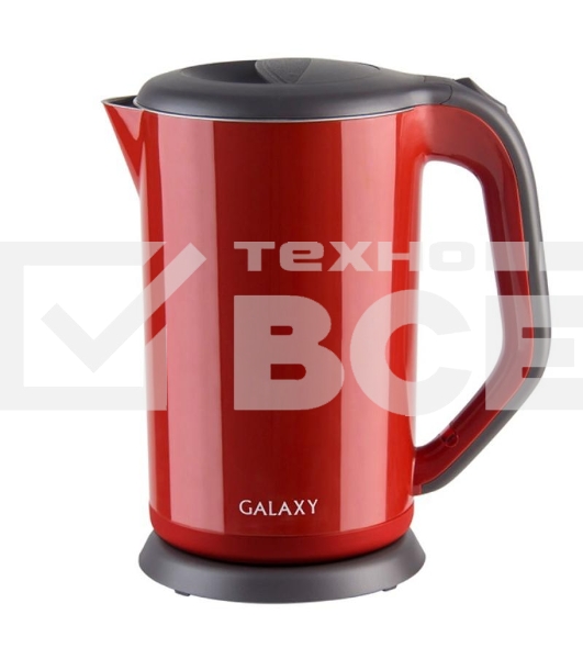 Чайник электрический Galaxy GL 0318, красный, пластик, 2000 Вт, 1,7 л