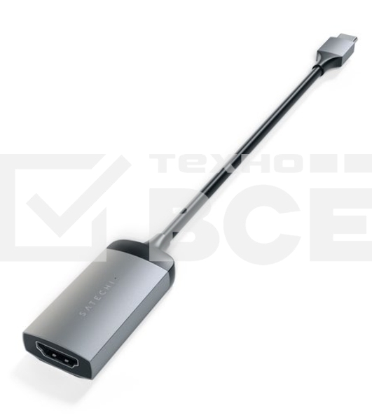 Адаптер Satechi Type-C to HDMI 4K 60HZ. Поддержка 4K/60Hz. Материал корпуса алюминий. Цвет серый космос.