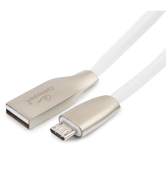 Кабель USB 2.0 Cablexpert CC-G-mUSB01W-1M, AM/microB, серия Gold, длина 1м, белый, блистер