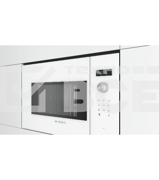 Микроволновая печь встраиваемая Bosch BFL554MW0 белый, 25 л, 900 Вт, переключатели - поворотный механизм/сенсор