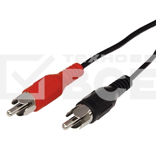 Шнур Rexant 2 RCA - 2 RCA, 1.5 м, черный (10 шт./уп.)