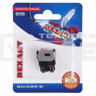 Выключатель клавишный 250V 6А (4с) ON-OFF красный с подсветкой Mini (RWB-207, SC-768) Rexant (в упак. 1шт.)
