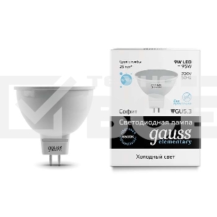 Лампа светодиодная Gauss LED Elementary MR16 GU5.3 9W 680lm 6500K 1/10/100 0