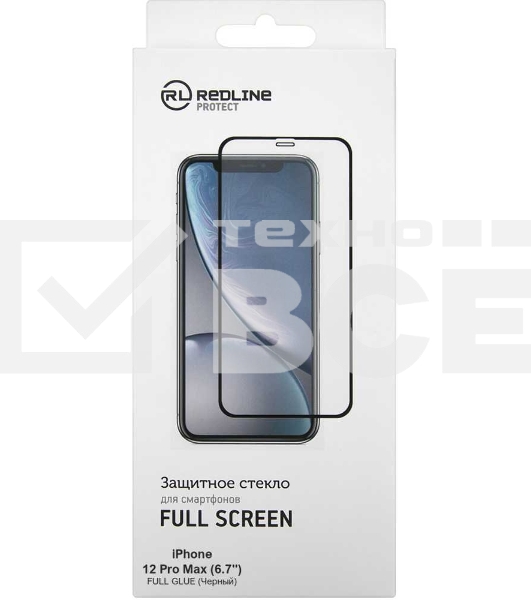 Защитное стекло для экрана Redline черный для Apple iPhone 12 Pro Max антиблик. 1шт. (УТ000021879)